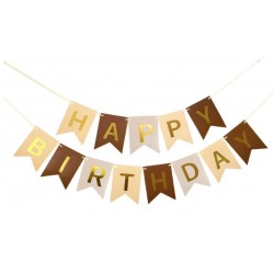 Mocha & Beige Happy Birthday Fish Tail Bunting 