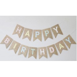        Imitation Burlap Bunting - Happy Birthday Fish Tail 02