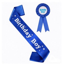 Dark Blue Birthday Boy Badge & Sash Set 