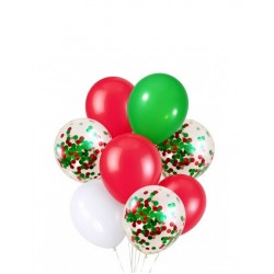         Confetti Balloon Bouquet of 10 - Christmas (with weight)
