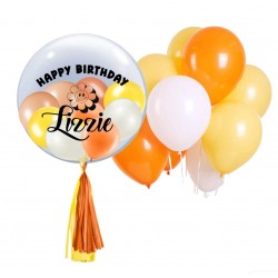            Personalized Bubble Balloon Bouquet (Orange+Yellow+White) 