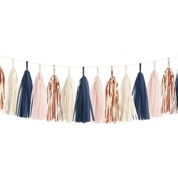 紙流蘇掛飾 - 海軍藍 米色 玫瑰金