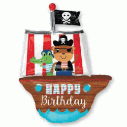 Pirate Ship Birthday Foil Balloon 39"x24"