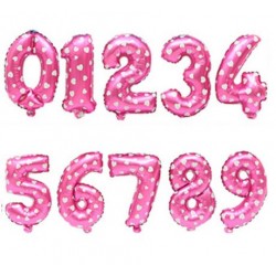 34" Number Foil Balloon - Pink with White Hearts