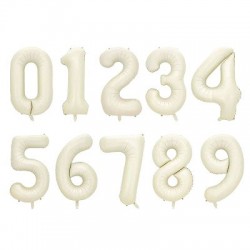 34" Number Foil Balloon - Sand White