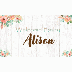 Personalized Baby Shower Peony Vinyl Banner