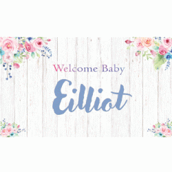 Personalized Baby Shower Rose Vinyl Banner