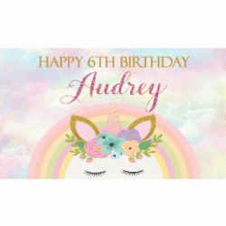Personalized Unicorn Party Vinyl Banner (Style 3)