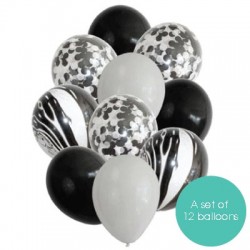 Confetti Balloon Bouquet of 12 - Black  (with weight)