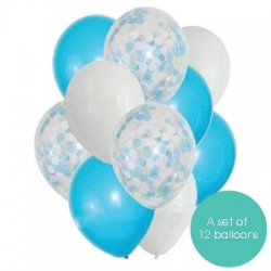 Confetti Balloon Bouquet of 12 - Blue (with weight)