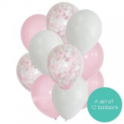 Confetti Balloon Bouquet of 12 - Pink (with weight)