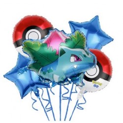 Pokemon Bulbasaur Foil Balloon Bouquet of 5 (with weight)
