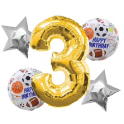 Number & Sports Foil Balloon Bouquet (with weight)