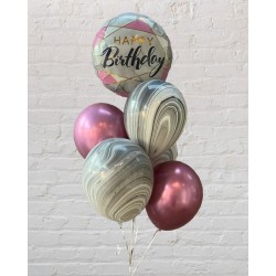 Pink & Marble Birthday Balloon Bouquet