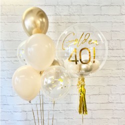    Personalized Bubble Balloon Bouquets (Beige+Gold)
