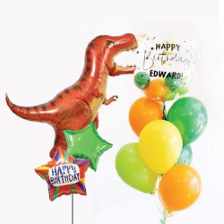  Personalized Bubble & T-Rex Balloon Bouquets