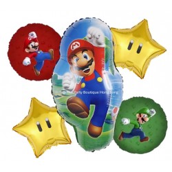 Mario Brothers Shape Foil Balloon Bouquet (with weight)