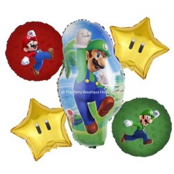 Mario Brothers Luigi Shape Foil Balloon Bouquet (with weight)