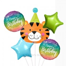 Tiger Birthday Foil Balloon Bouquet (with weight)
