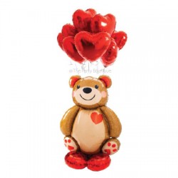      Teddy Bear Standing Airloonz & Love Foil Balloon Bouquet