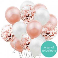 Confetti Balloon Bouquet of 10 - Rose Gold (with weight)