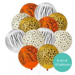 Latex Balloon Bouquet of 10 - Safari (with weight) 