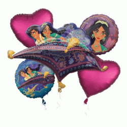 Aladdin and Jasmine Foil Balloon Bouquet of 5 (with weight)