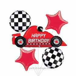 Birthday Race Car Foil Balloon Bouquet (with weight)