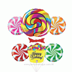 Lollipop Birthday Foil Balloon Bouquet (with weight)
