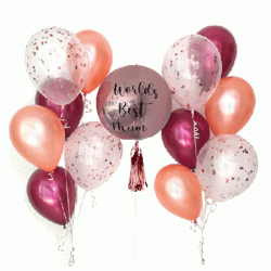   Personalized Orbz Foil Balloon Bouquets (Sangria+Rose Gold+Confetti)