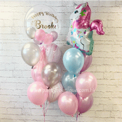 Personalized Unicorn & Bubble Balloon Bouquets