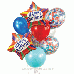 Happy Birthday Cool Star Balloon Bouquet (with weight)
