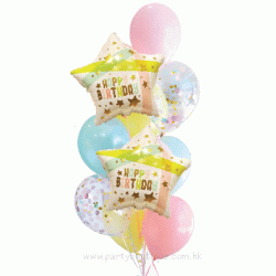 Pastel Birthday Star Balloon Bouquet (with weight)