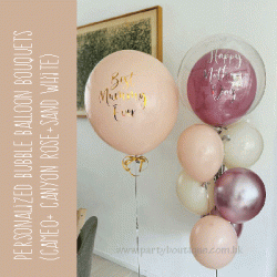  Personalized Bubble Balloon Bouquets (Cameo+Canyon Rose+Sand White)