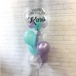 Personalized Bubble Balloon Bouquet (Lavender+Mint)