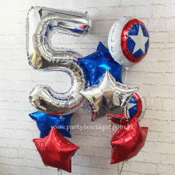 Captain America & Number Foil Balloon Bouquets