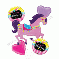 Carousel Horse Foil Balloon Bouquet of 5 (with weight)
