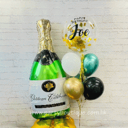   Personalized Bubble Balloon Bouquet & Champagne Bottle AirLoonz