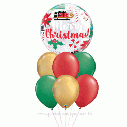  Everything Christmas Bubble & Latex Balloon Bouquet (with weight)
