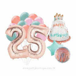 Coral Mint Birthday & Number Balloon Bouquets