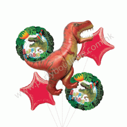 T-Rex Foil Balloon Bouquet of 5 (with weight)