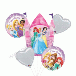 Disney Princesses Castle Foil Balloon Bouquet - Style 1 (with weight)