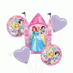 Disney Princesses Castle Foil Balloon Bouquet - Style 2 (with weight)