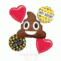 Emoji Poop Foil Balloon Bouquet of 5 (with weight)