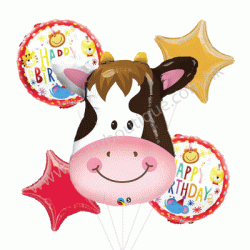 Cow Foil Balloon Bouquet of 5 (with weight)