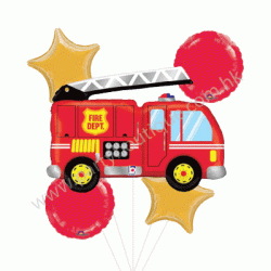 Fire Truck Foil Balloon Bouquet of 5 (with weight)