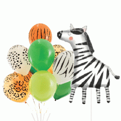 Get Wild Zebra Balloon Bouquet (with weight)