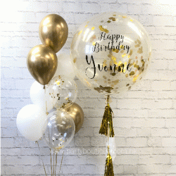  Personalized Giant Balloon Bouquets (Gold+White)