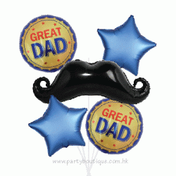 Great Dad Mustache Foil Balloon Bouquet (with weight)