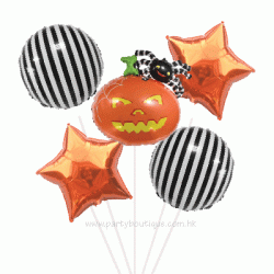 Halloween Pumpkin with Spider Foil Balloon Bouquet (with weight)